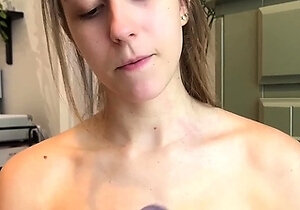 Lovely Amateur teen brunette masturbating outdoor