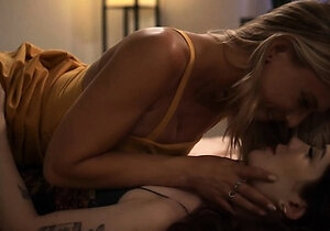 Pale blonde and tanned brunette lesbians toying and licking