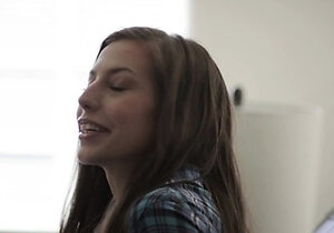 Small tit brunette teen fucks a big cock