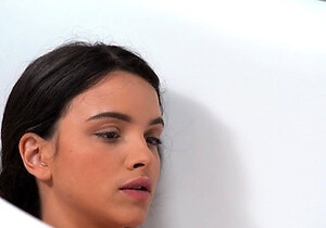 Small tit brunette sucks a big cock hardcore