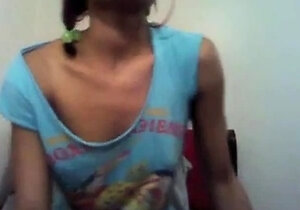 Ebony Amateur Bends Over in Webcam Close-Up