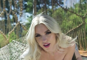 Curvy blonde teen with big natural tits