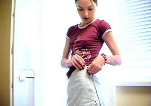 Small tit brunette banged on the floor