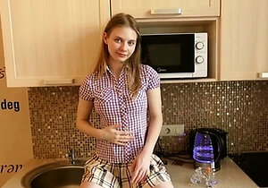 Small titted teen from EU masturbating