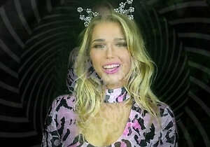 Tiny blonde teen porks her pussy with toys