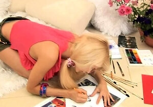 Naughty blonde teen slut enjoying hardcore gang banging fun