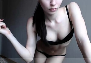 Beautiful teen brunette Jessica Sinn masturbates