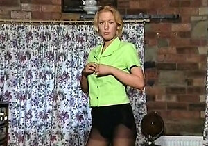 Masturbating busty blonde teen on couch with big toys