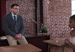 Cute Ebony Student Cecilia Lion Bangs Her Hot Teacher