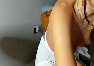 Hot amateur teen girl toying pussy in bed on webcam