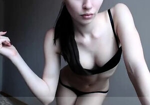 Beautiful teen brunette Jessica Sinn masturbates