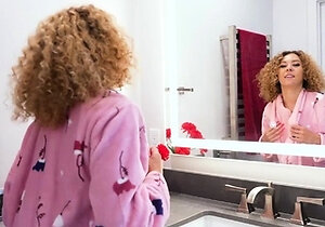 Stepbrother catches his stepsister Allie Addison in the lie