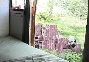 Lovely Amateur teen brunette masturbating outdoor