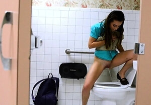 Kharlie Stone Pees And Masturbates In The School Bathroom