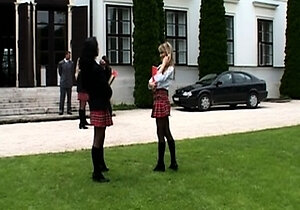 Naughty blonde teen slut enjoying hardcore gang banging fun