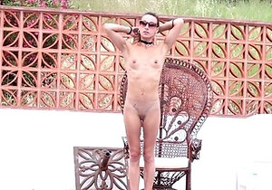 Small-Titted Brunette Amateur Blowjob by the Pool