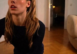 Blonde teen in panties
