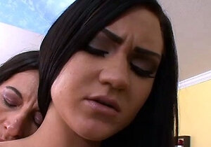 Dark haired with hairy cunts being pleasured
