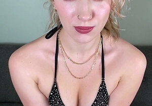 Blonde teen slut plays with a toy banana