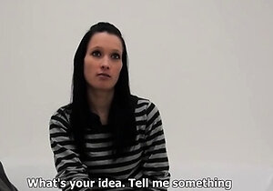 Cute brunette casting couch pov blowjob fucking