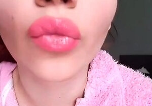 Glossy Pinky Lips Closeup Smoking Teen