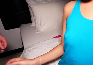 Tiny Thai teen using a dildo and fucking