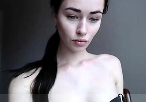 Beautiful teen brunette Jessica Sinn masturbates