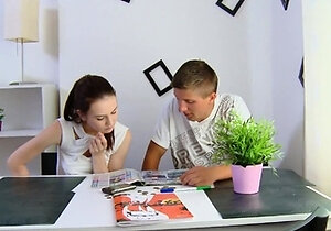 Amateur teens engage in hot threesome sex