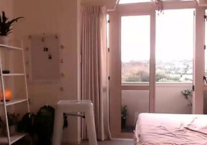 Blonde teen in solo action with her pussy