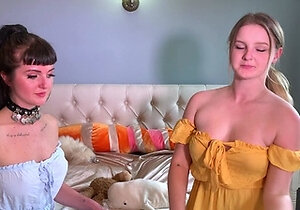 Blonde and brunette lesbians toying cunt