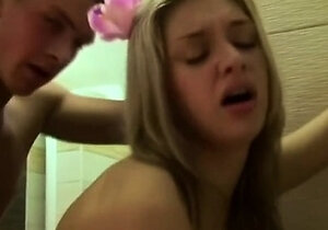 Amateur facial on teen with glasses