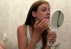 Amateur brunette Michelle with small tit