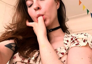 Slutty amateur teen GF jerking dick