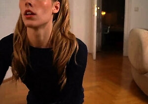 Blonde teen in panties