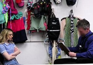 Petite and shy blonde thief rough fucked