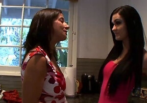 Dark haired with hairy cunts being pleasured