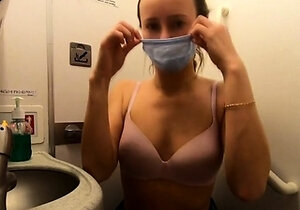 Naughty Blonde Solo in Plane Bathroom