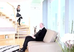 young babe sucking and licking old dick