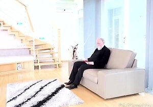 young babe sucking and licking old dick