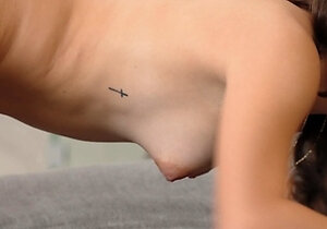 Petite small tit babe with perfect pussy masturbates