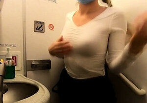 Naughty Blonde Solo in Plane Bathroom
