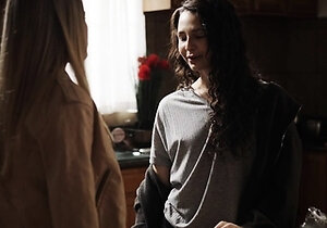 Small tit brunette amateur tugs on a big willie