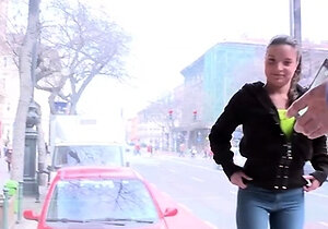 Cum facial after a fuck in a glass box