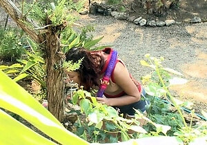 Small titted teen Bella masturbates outdoors