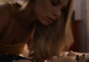 Pale blonde and tanned brunette lesbians toying and licking